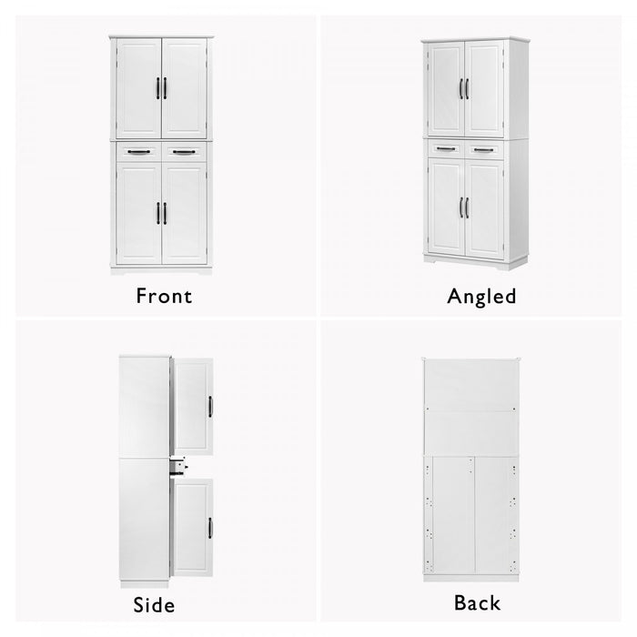Armoire De Rangement Fabian 72\" Avec Etageres Reglables Et Organiseurs Coulissants - Blanche