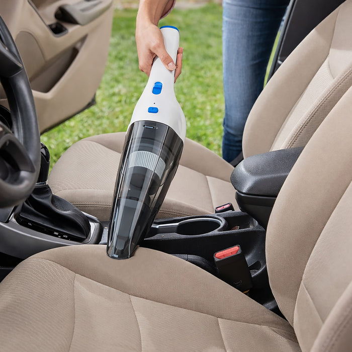 Aspirateur a main sans fil Panni 8 V avec recharge USB, suceur plat, brosse a poussiere, blanc, H5012