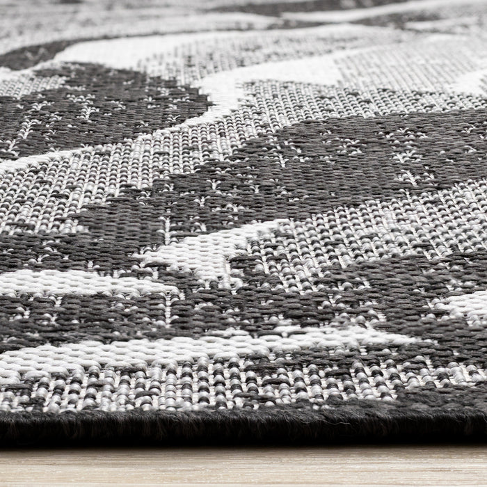 Tapis Jackson a feuilles botaniques gris et blanc, 5'3\" x 7'7\"