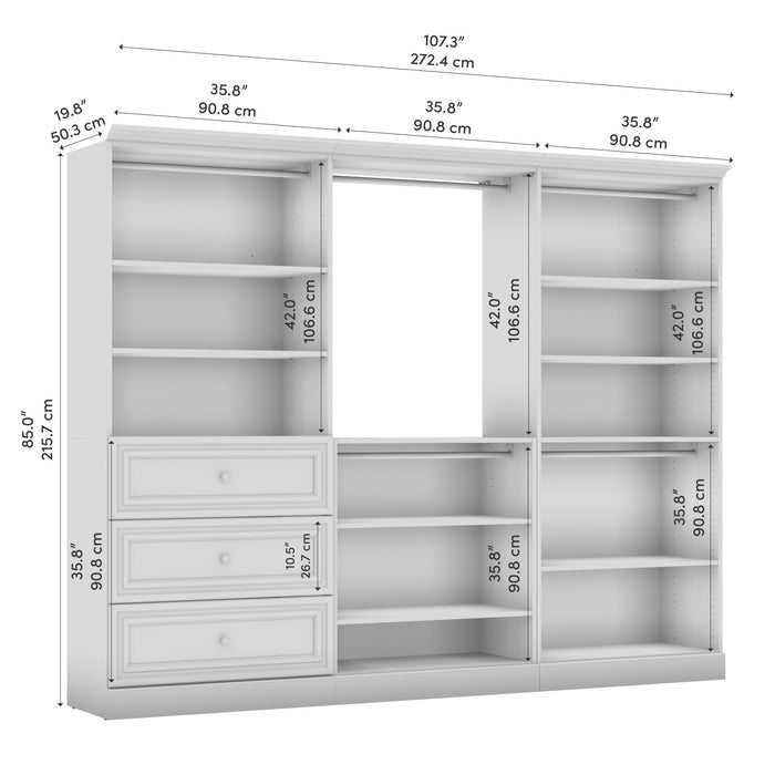 Système d’organisateur de garde-robe Versatile de Bestar de 108 po (L) - blanc