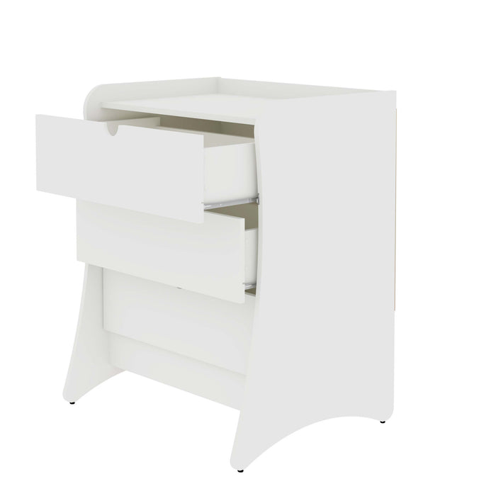Table de nuit Coney style milieu du siecle 28\" en blanc (3 tiroirs)