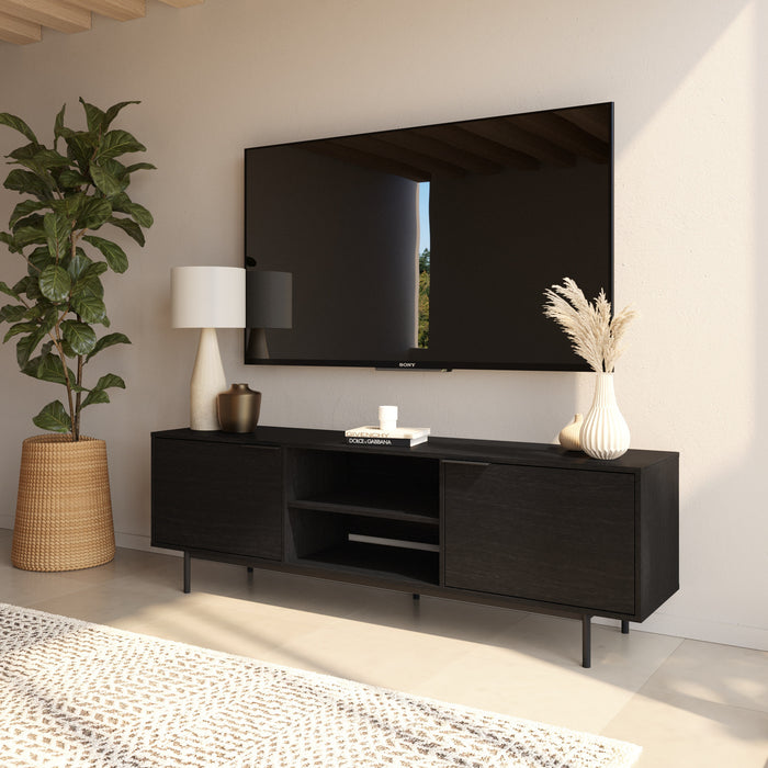 Meuble pour téléviseur Hamilton de Nordika de 70 po avec 2 armoires de rangement - noir