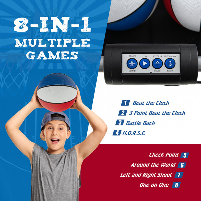 Costway Double Shot Basketball Arcade Game Avec 8 Modes De Jeu Arcade Sound Electronic Scoring Red