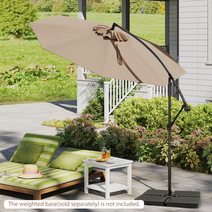 Costway Parasol deporte 10 FT pour terrasse avec 8 baleines, base croisee, inclinable, marron
