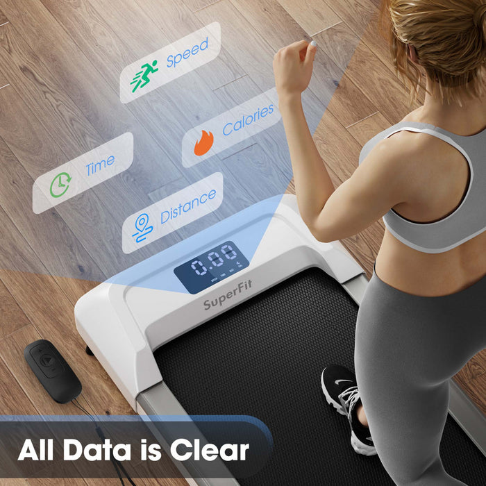 Superfit 0.6-3.8mph Tapis De Marche Sous Tapis Roulant De Bureau Avec Telecommande Et Ecran Led Gris