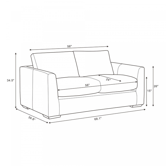Canape Loveseat Contemporain Cleo Rembourre en Etain