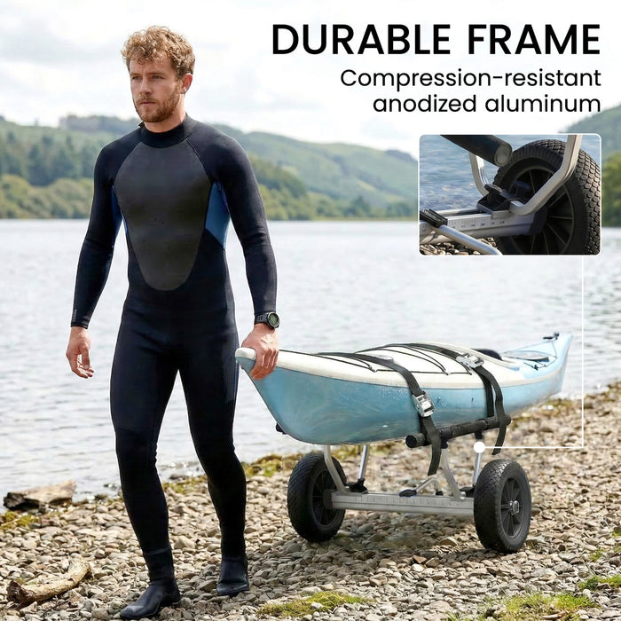 Chariot pour kayak Soozier avec largeur ajustable et grandes roues, noir