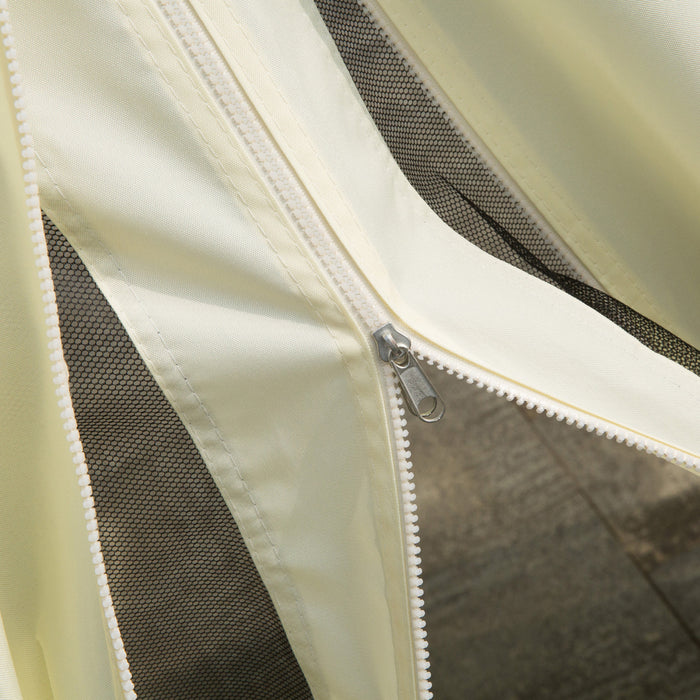 Outsunny 10 X 13 Ft Tonnelle Barnum Pavillon De Jardin Style Colonial Double Toit Toile Moustiquaires Et Toiles Amovibles Creme