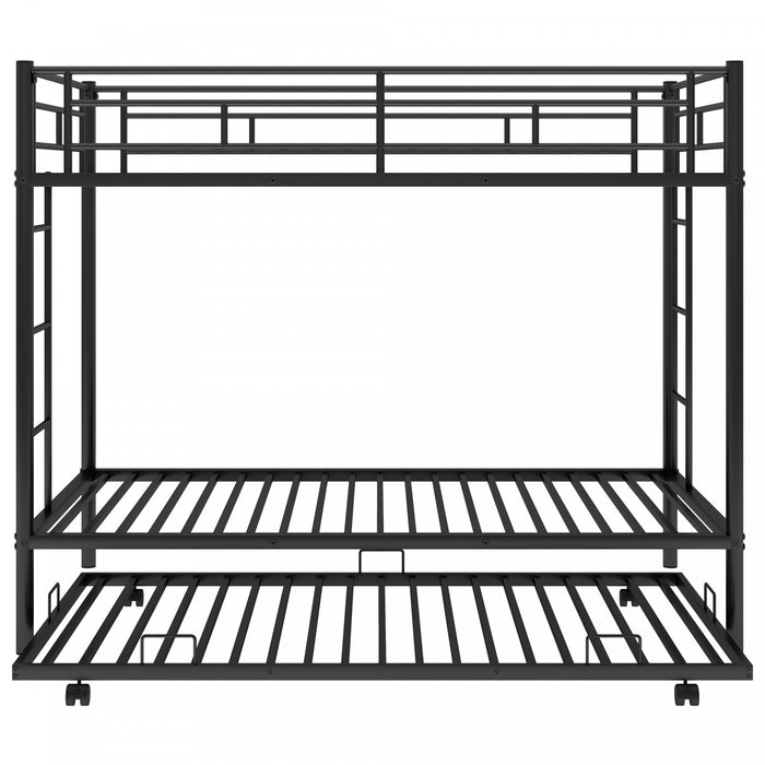 Tammy – Lit Superpose Simple En Metal Avec Lit Gigogne, Design Gain De Place – Noir