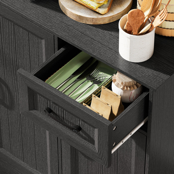 HOMCOM Armoire de cuisine 71\" avec station de charge, noir