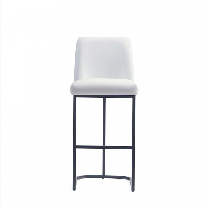 Tabouret de bar moderne en metal et tissu Serena, blanc - Lot de 2