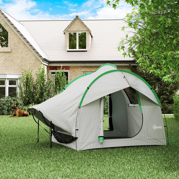 Outsunny Tente de camping pour voiture avec 3 portes, gris et vert