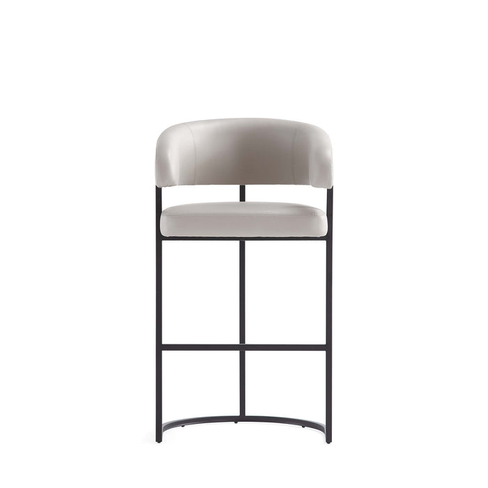 Tabouret de bar moderne Augusta en metal et tissu gris clair - Lot de 2