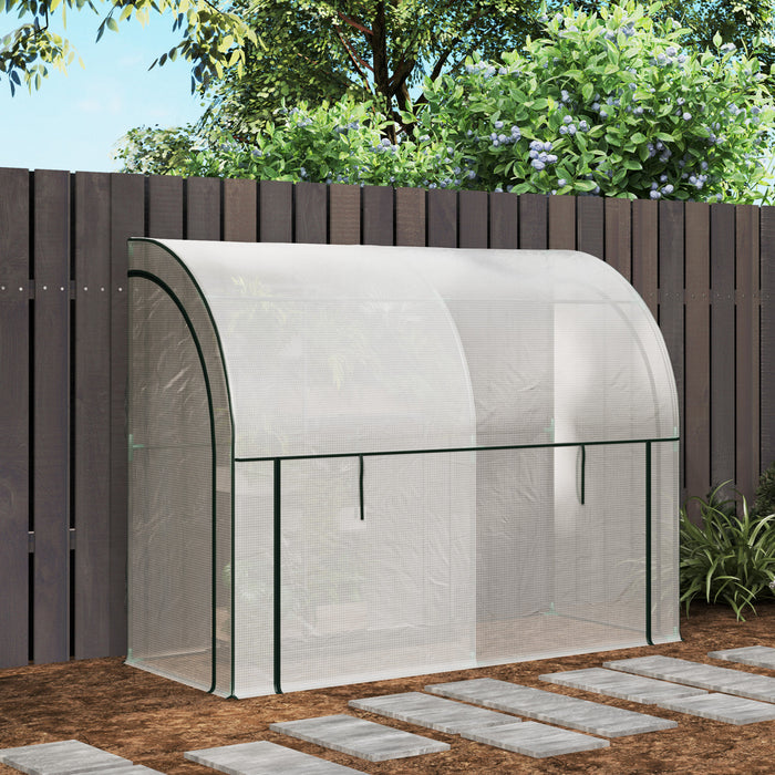 Outsunny Serre adossee avec couverture PE, jardinage, blanc