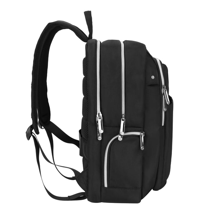 Sac a dos Swissdigital KATY Rose Platinum – Sac pour ordinateur portable de 16 pouces, chargement USB, detecteur SDD, protection RFID, multi-poches