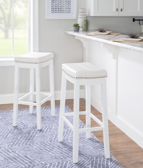 Tabouret bar Claridge en tissu et sans dossier - blanc