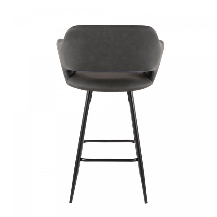 Tabouret contemporain Margarite de hauteur comptoir en similicuir gris - ensemble de 2