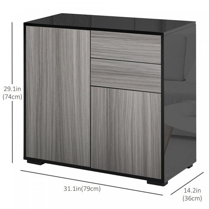 HOMCOM Buffet Haut Brillant Tiroirs Armoire Rangement Cuisine