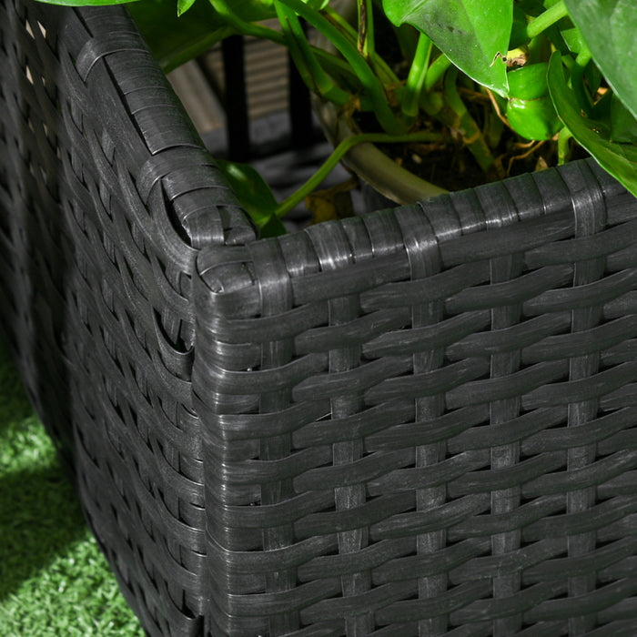 Outsunny Jardiniere En Rotin Avec Treillis, Jardiniere Surelevee, Noir