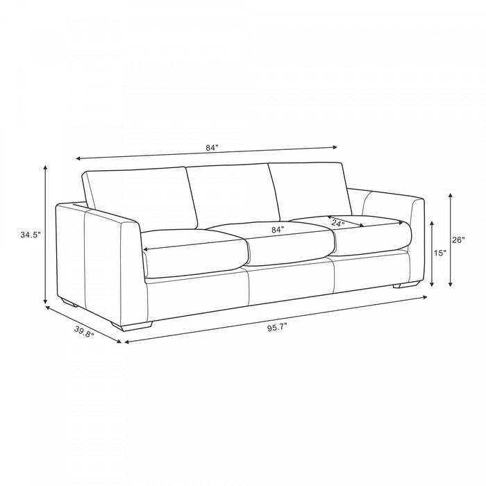Canape contemporain Cleo 96\" en tissu, coloris etain