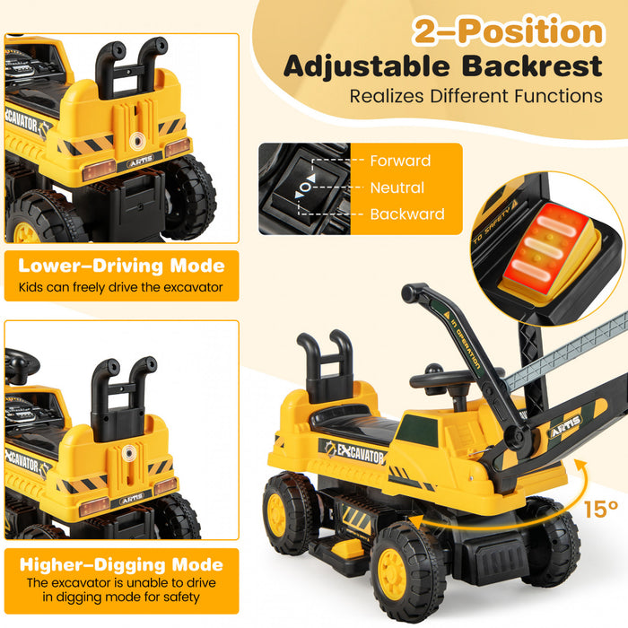 Costway Kids Ride On Excavator Digger Electric Construction Vehicles Avec Lumieres Et Musique