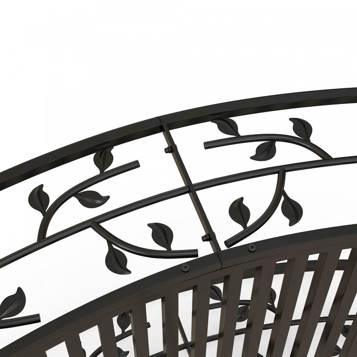 Outsunny 4' Pont De Jardin Arque En Metal Avec Rails, Pont D'etang, Noir
