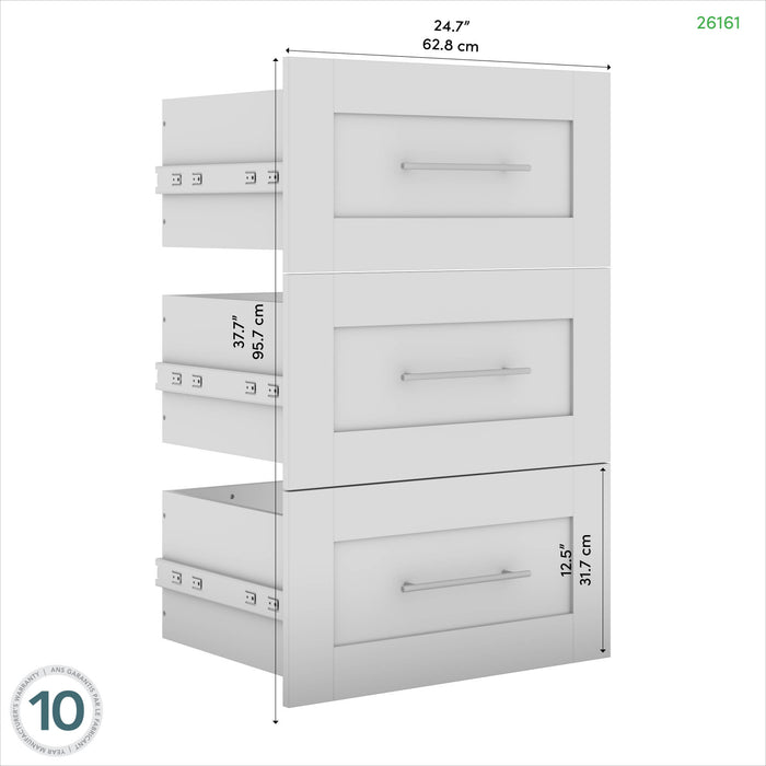 Ensemble de 3 tiroirs Pur de Bestar pour organisateur de garde-robe de 25 po (L) - gris cendré