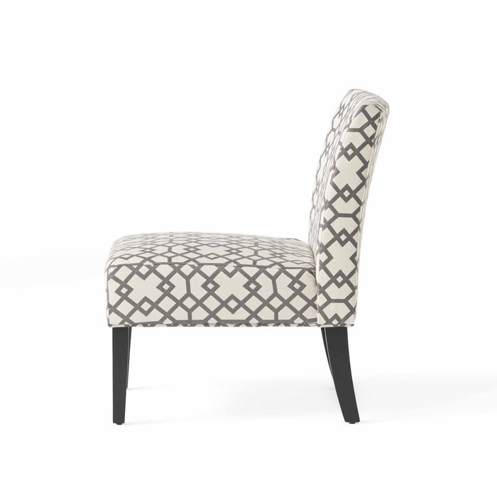 Lot De 2 Fauteuils D’appoint Oliver En Tissu aspect lin Avec Pieds En Bois D’hévéa - Gris Et Ivoire