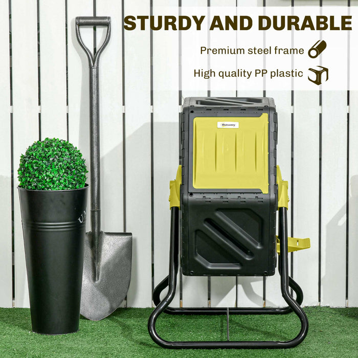 Outsunny Composteur de 65 L, Bac a Compost avec Pieds en Acier, Jaune