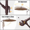 Costway Patio 10FT Hanging Offset Umbrella 32 LED Lights Sand Bag Outdoor Cross Base