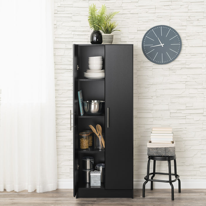 Armoire profonde de rangement Elite avec tablettes fixes et réglables - noire