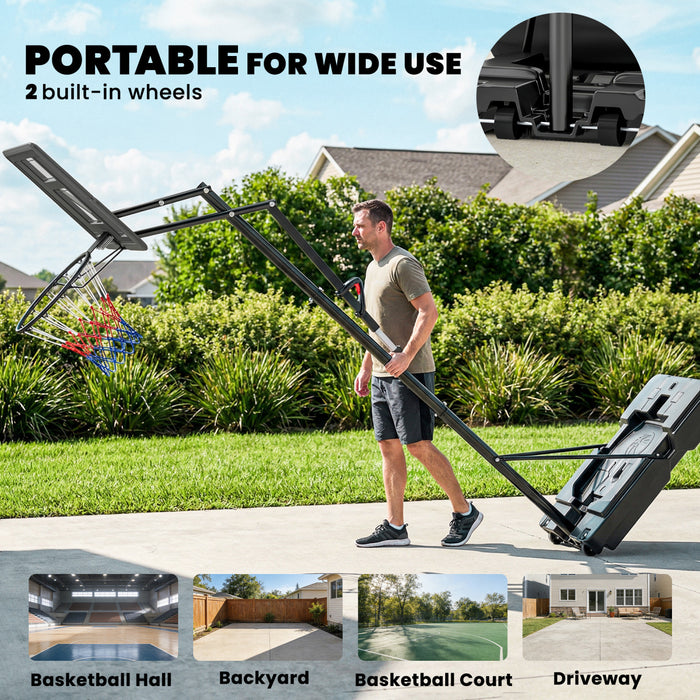 Soozier Panier de Basket Exterieur, Hauteur Reglable de 2,35 m a 3,05 m, Portable