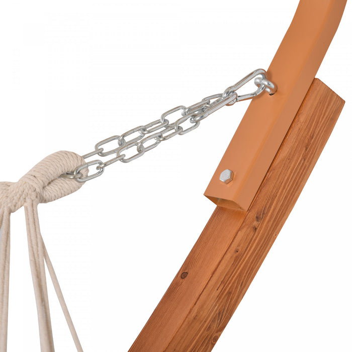 Outsunny Ensemble Lit Et Support Hamac A Arc Pivotant En Bois, Blanc/teck