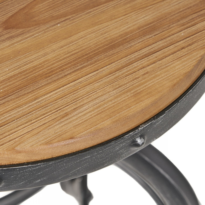 Tabouret De Bar Milo à Hauteur Ajustable, Assise En Bois De Sapin, Structure Métallique - Fini Naturel