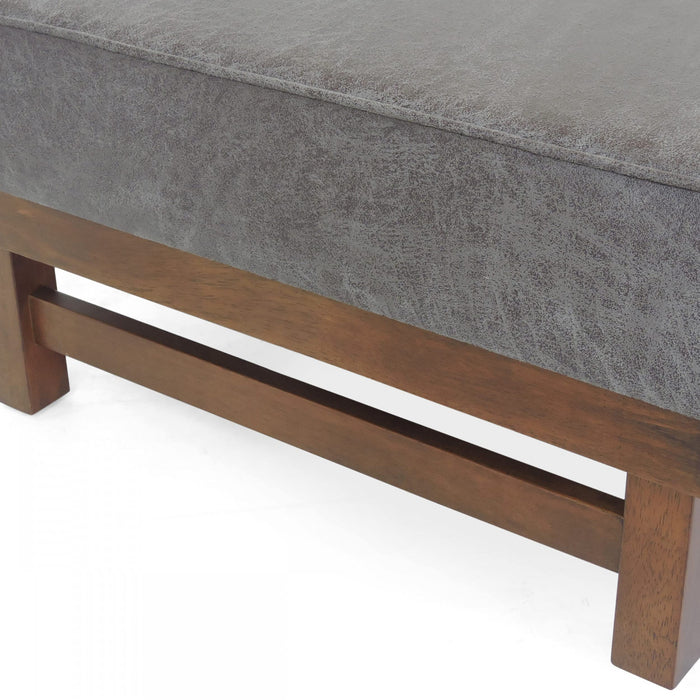 Grande Table Basse Ottoman Harrison en Similicuir avec Fonction de Rangement - Gris