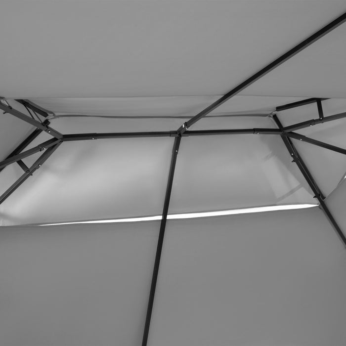 Outsunny Tonnelle De Patio De 10' X 13', Auvent De Jardin Exterieur A 2 Niveaux, Abri Pare-soleil Avec Rideaux, Gris Fonce