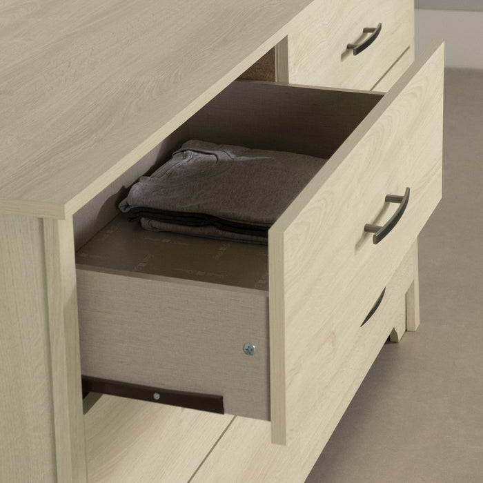 Commode Fusion à 6 tiroirs - chêne blanchi