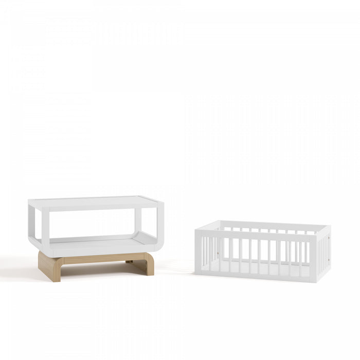 Storkcraft Santorini Berceau convertible 3-en-1 de luxe - Blanc avec bois clair