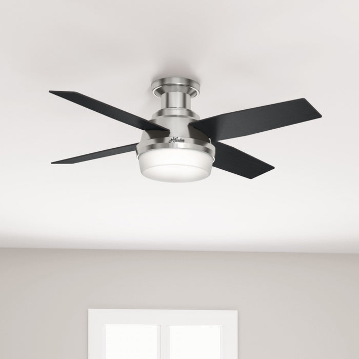 Ventilateur de plafond Dempsey à profil bas avec luminaire - Noir