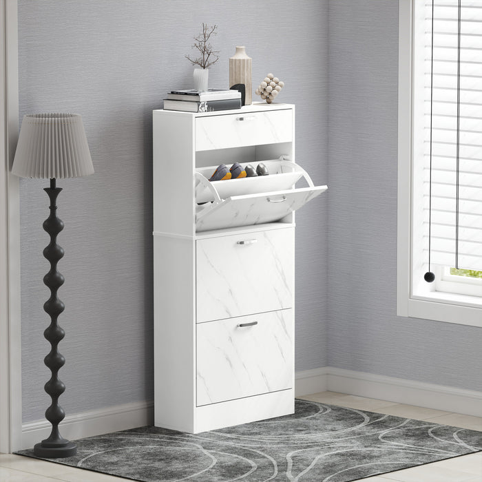 HOMCOM Armoire a Chaussures avec 3 Tiroirs, Armoire de Rangement, Blanc