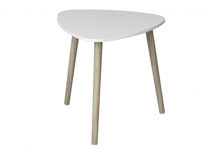 Table de bout avec pattes en pin - dessus blanc