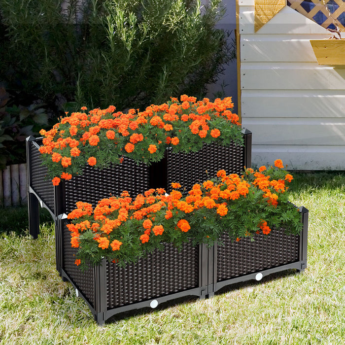 Lot De 4 Jardinieres Sur Pieds Costway