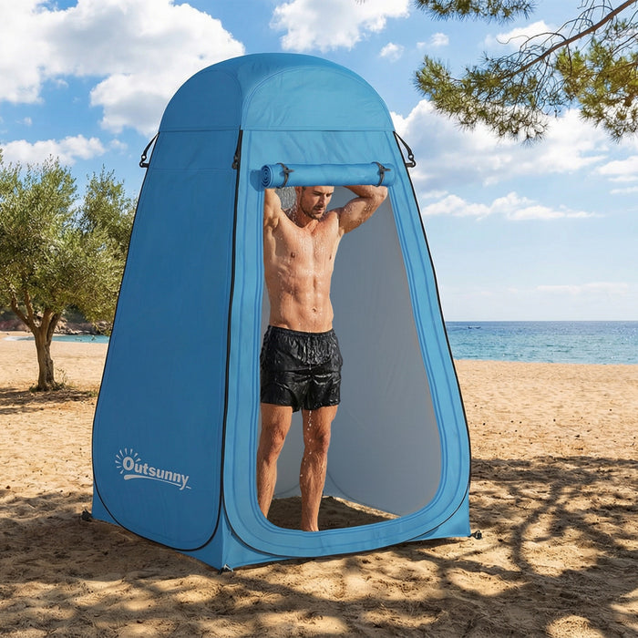 Outsunny Tente de Douche Pop-Up, Abri Prive pour Changement en Exterieur, Bleu