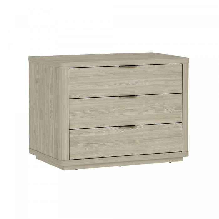 Table de nuit moderne Evelyn 32\" en bois naturel (3 tiroirs)