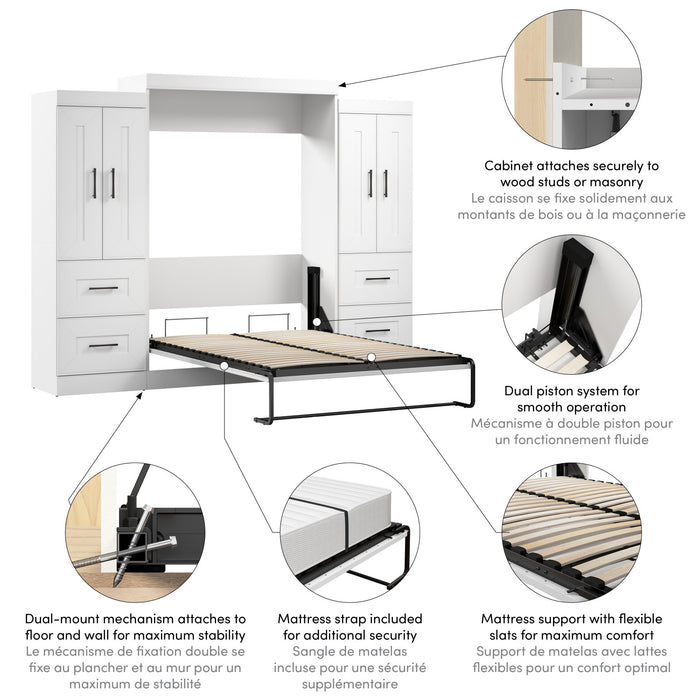 Lit double escamotable Edge de Bestar avec garde-robes (110 po [L]) - blanc