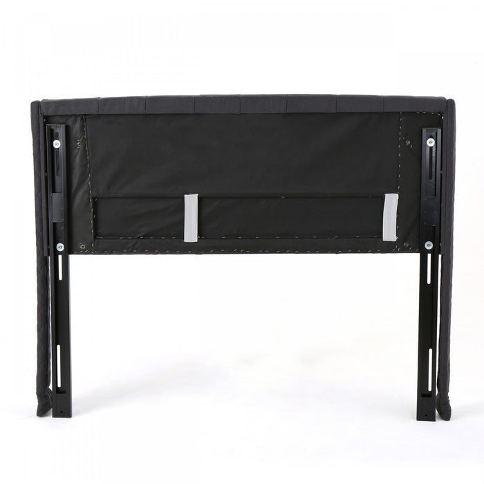Hansen Tete De Lit Capitonnee A Dossier Aile Avec Boutons, Taille King, Noir