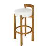 Elise Modern Round Seat Rubberwood Bar Stool Set of 2 with Curved Back Support and Sherpa Upholstery,White | Elise – Lot de 2 tabourets de bar modernes a assise ronde en bois d’hevea avec dossier incurve de soutien et revetement en sherpa, couleur blanche