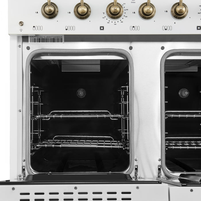 Cuisiniere a gaz Antico de 48\",blanc, avec double four – FFSGS6219-48BLK