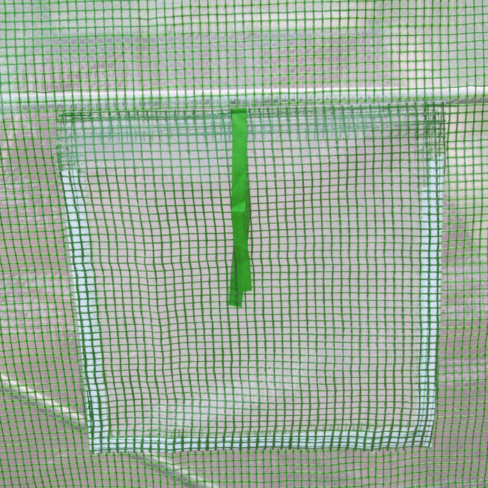 Outsunny 5'x10'x7' Tunnel Greenhouse Outdoor Walk-in Hot House Avec Fenetres A Enroulement Et Porte A Fermeture Eclair Cadre En Acier Couverture En Pe Vert