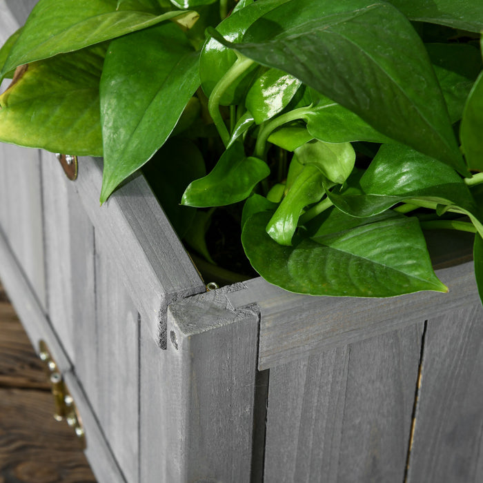 Outsunny 28\" X 12\" Pliable Lit De Jardin Sureleve, Boite A Plantes Surelevee, Lit De Plantation En Bois Pour L'arriere-cour, Le Patio Pour Cultiver Des Legumes, Des Herbes Et Des Fleurs, Gris.